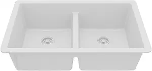 Karran QU-810 32-inch white quartz composite undermount double bowl kitchen sink