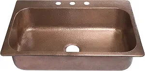 Sinkology Angelico SK101-33AC 33-inch hammered copper drop-in single bowl kitchen sink